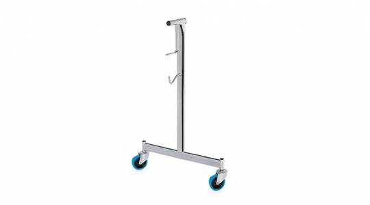 Roller stand for large Eurotramp trampolines with blue wheels