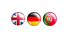 English, German and Portuguese flag